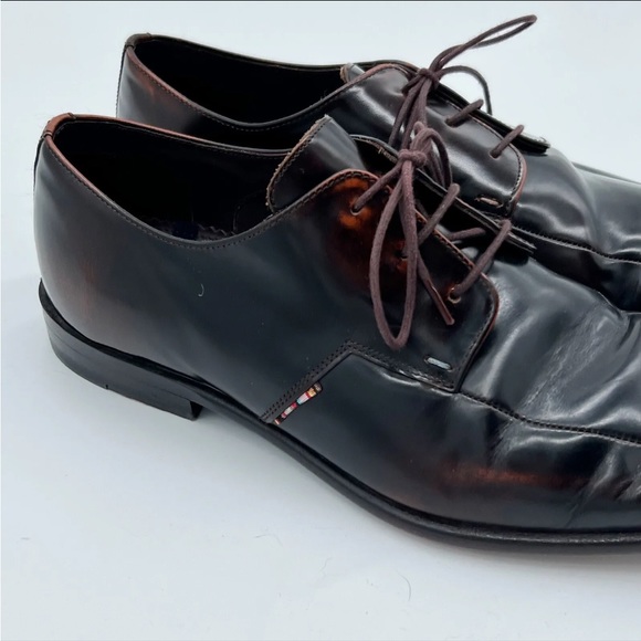 Paul Smith Dark Brown Leather Square Toe Lace Up Brogue Dress Shoes UK Size 9 - Picture 2 of 10